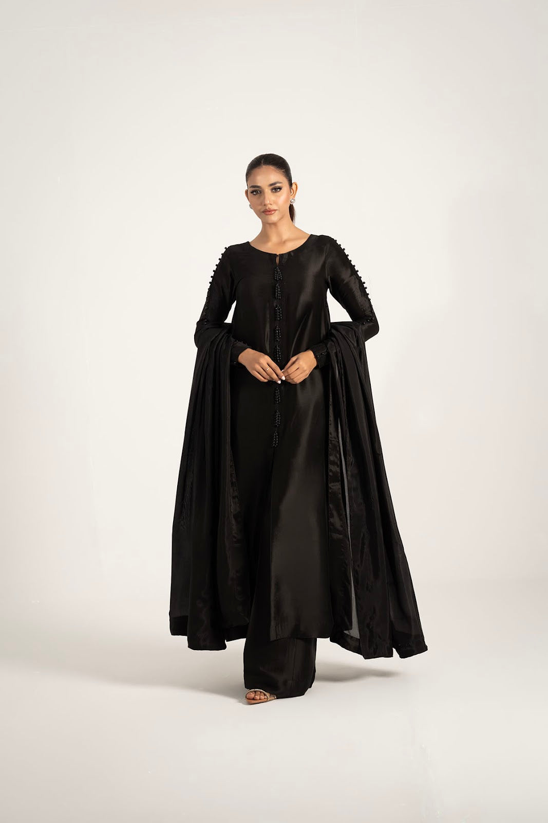 Khushboo &amp; Pankaj Classic Black Pure Silk Kurta Set (Silk Serenity)