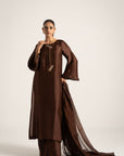 Khushboo & Pankaj Chocolate Brown Pure Silk Kurta Set (Silk Serenity)