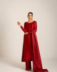 Khushboo & Pankaj Deep Red Pure Silk Kurta Set (Silk Serenity)