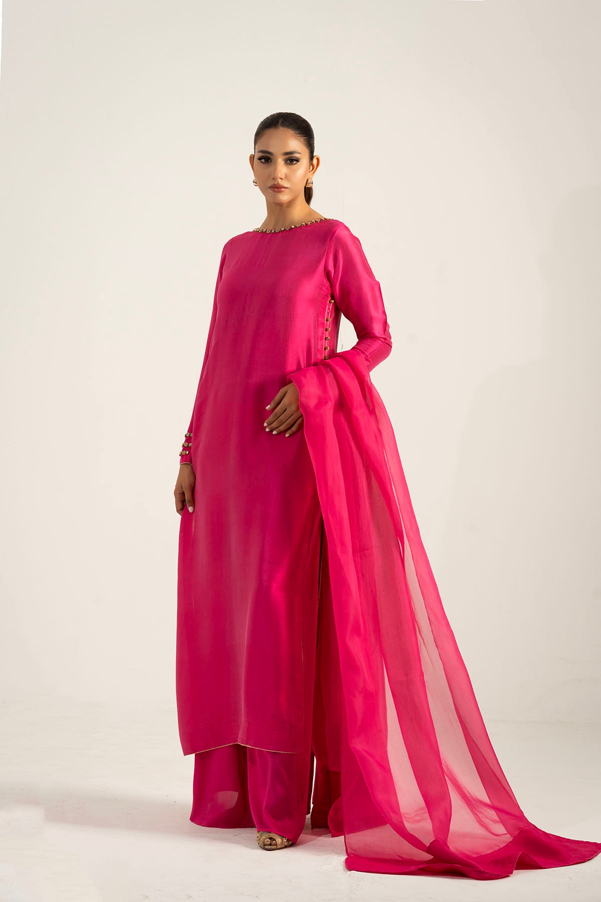 Khushboo &amp; Pankaj Fuchsia Pink Pure Silk Kurta Set (Silk Serenity)