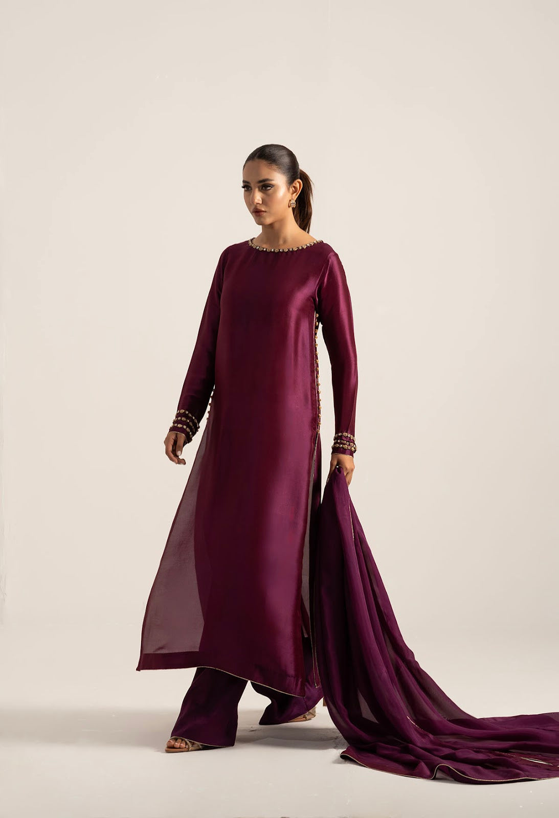 Khushboo &amp; Pankaj Wine Purple Pure Silk Kurta Set (Silk Serenity)