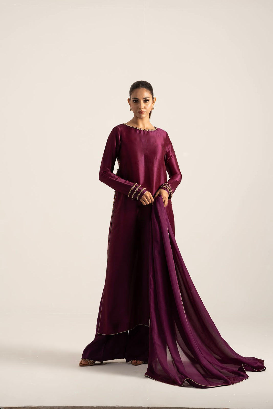 Khushboo &amp; Pankaj Wine Purple Pure Silk Kurta Set (Silk Serenity)