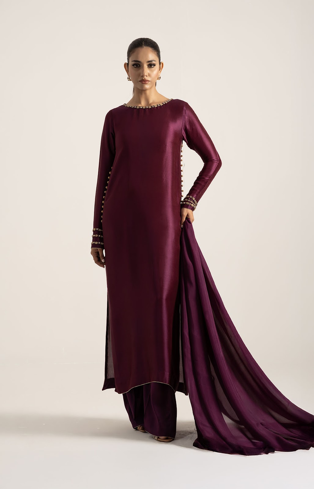 Khushboo &amp; Pankaj Wine Purple Pure Silk Kurta Set (Silk Serenity)