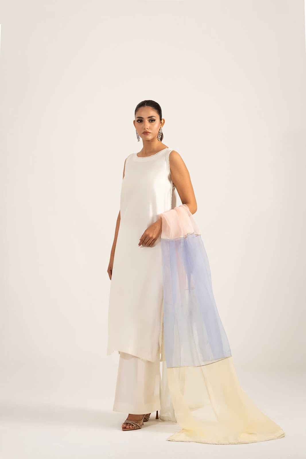 Khushboo &amp; Pankaj Ivory White Pure Silk Sleeveless Kurta Set (Silk Serenity)