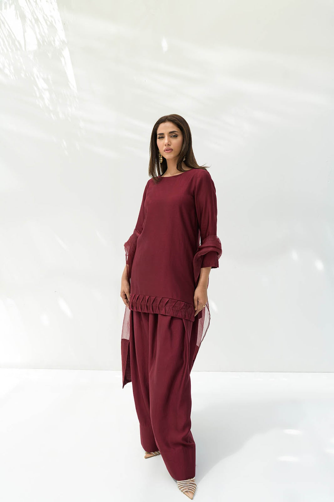 Khushboo &amp; Pankaj Deep Wine Pure Silk Kurta Set (Silk Serenity)