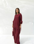 Khushboo & Pankaj Deep Wine Pure Silk Kurta Set (Silk Serenity)