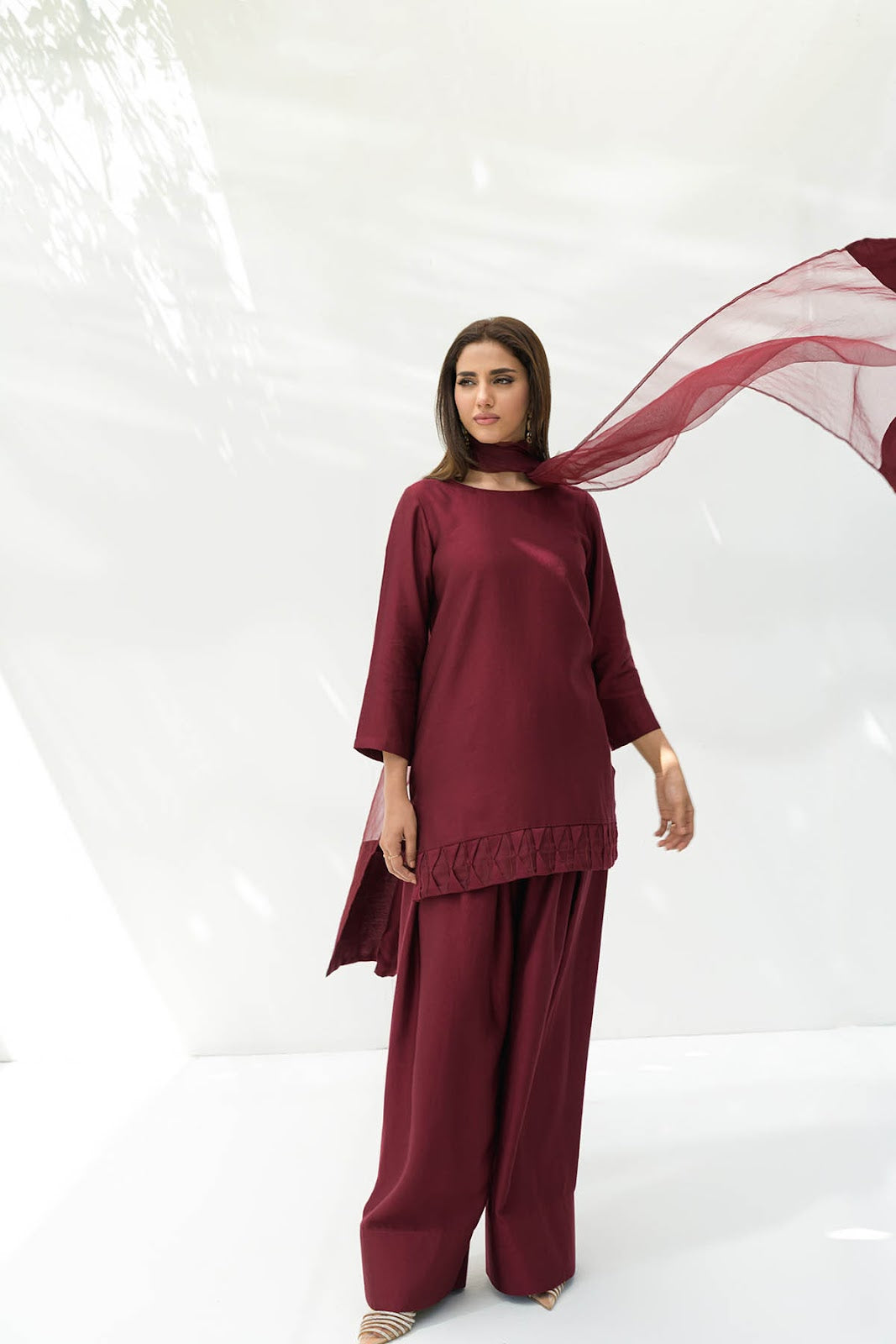 Khushboo &amp; Pankaj Deep Wine Pure Silk Kurta Set (Silk Serenity)