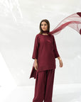 Khushboo & Pankaj Deep Wine Pure Silk Kurta Set (Silk Serenity)