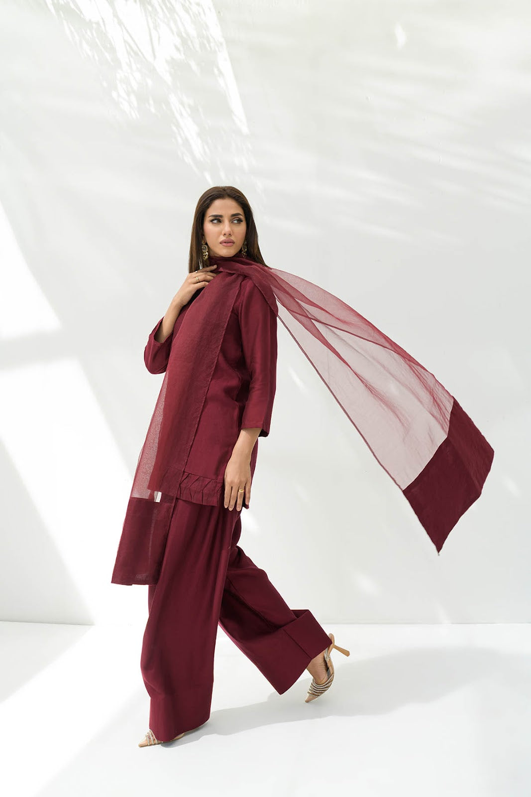Khushboo &amp; Pankaj Deep Wine Pure Silk Kurta Set (Silk Serenity)