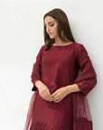 Khushboo & Pankaj Deep Wine Pure Silk Kurta Set (Silk Serenity)
