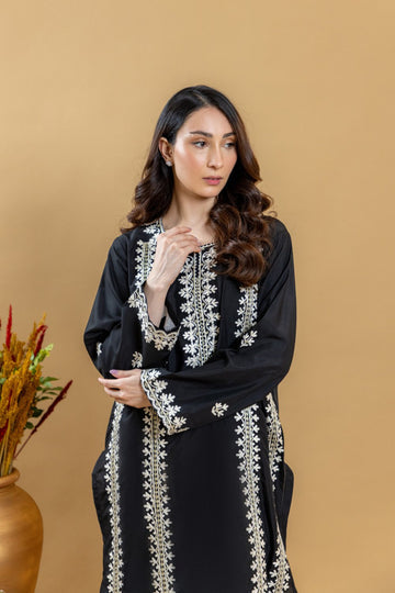 Khushboo &amp; Pankaj Noir Ivory Embroidered Suit Set