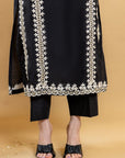 Khushboo & Pankaj Noir Ivory Embroidered Suit Set