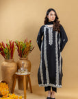 Khushboo & Pankaj Noir Ivory Embroidered Suit Set