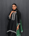 Khushboo & Pankaj Black and Green Embroidered Farshi Suit Set