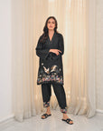 Khushboo & Pankaj Black Bird Embroidered Kurta Set