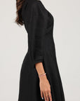 Khushboo & Pankaj Black Linen A-Line Midi Dress