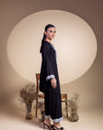 Khushboo & Pankaj Black Scallop Embroidered Kurta Set