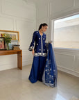 Khushboo & Pankaj Royal Blue Embroidered Silk Suit Set with Dupatta