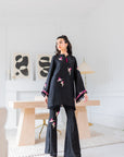 Khushboo & Pankaj Noir Hummingbird Embroidered Kurta Set