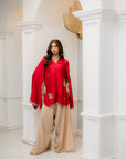 Khushboo & Pankaj Crimson Silk Statement Kurta Set