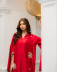 Khushboo & Pankaj Crimson Silk Statement Kurta Set