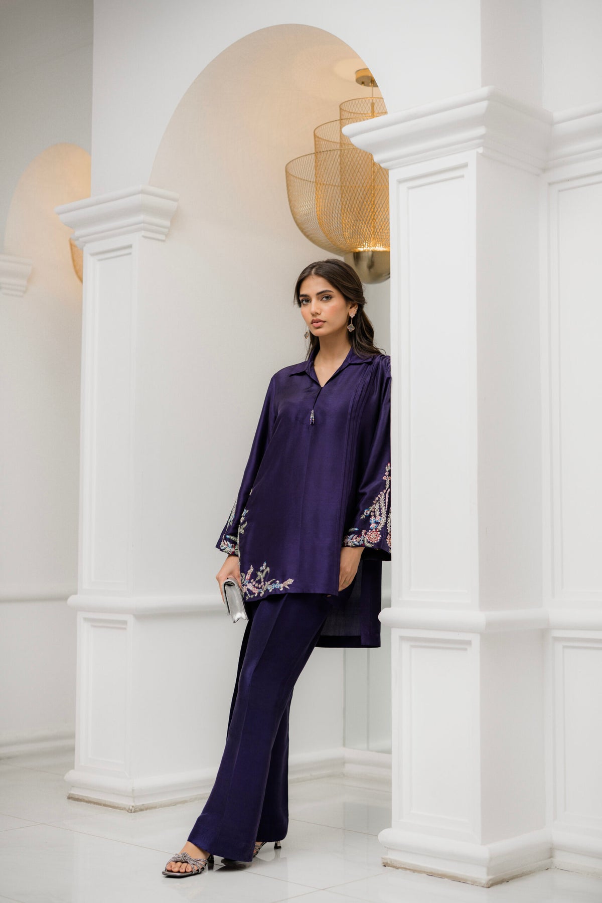 Khushboo &amp; Pankaj Deep Plum Embroidered Co-ord Set