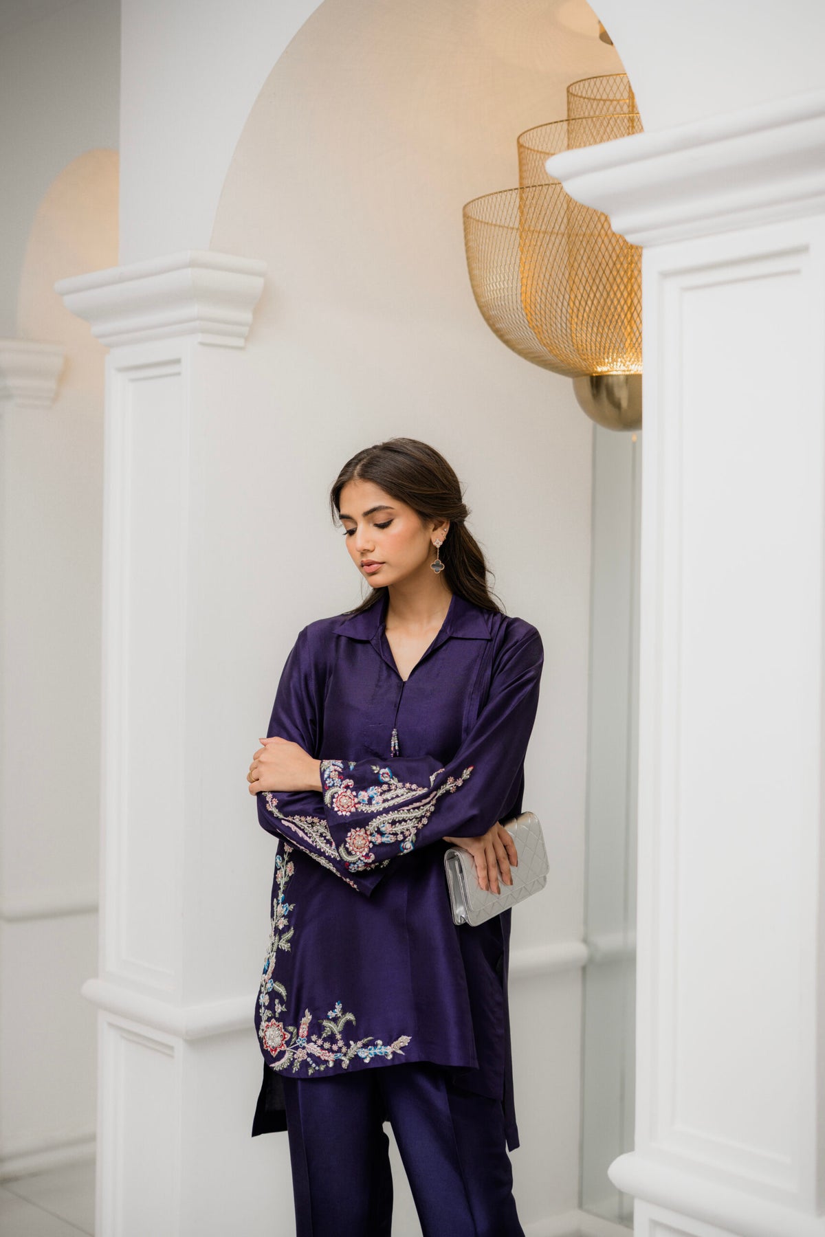 Khushboo &amp; Pankaj Deep Plum Embroidered Co-ord Set