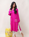 Khushboo & Pankaj Fuchsia Embroidered Kurta Set