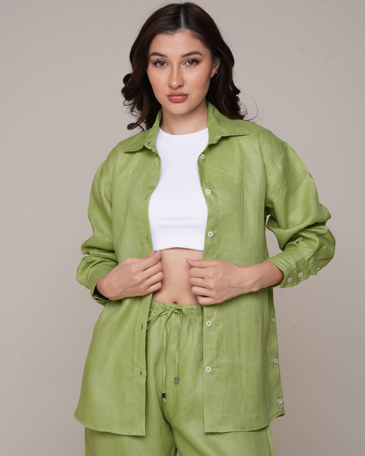 Khushboo &amp; Pankaj Green Reverie Linen Relaxed Co-Ord Set