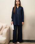 Khushboo & Pankaj Indigo Ink Cotton Tunic Co-Ord Set