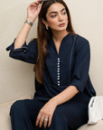 Khushboo & Pankaj Indigo Ink Cotton Tunic Co-Ord Set