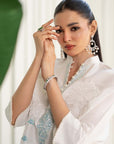 Khushboo & Pankaj Ivory Aqua Embroidered Suit Set with Tulip Pants