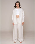 Khushboo & Pankaj Ivory Shell Linen Relaxed Co-Ord Set