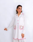 Khushboo & Pankaj Ivory Pocket Embroidered Kurta Set