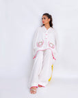 Khushboo & Pankaj Ivory Pocket Embroidered Kurta Set