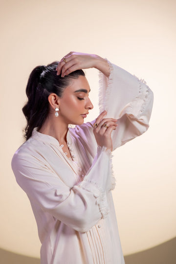 Khushboo &amp; Pankaj Ivory Pintuck Kurta Set