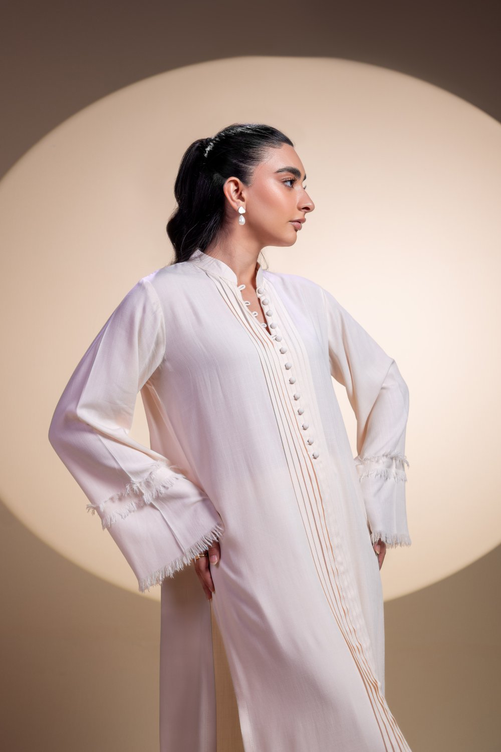 Khushboo &amp; Pankaj Ivory Pintuck Kurta Set