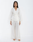 Khushboo & Pankaj Ivory Whisper Linen Wrap Co-Ord Set
