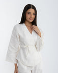 Khushboo & Pankaj Ivory Whisper Linen Wrap Co-Ord Set