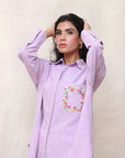 Khushboo & Pankaj Lilac Linen Embroidered Co-ord Set