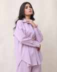 Khushboo & Pankaj Lilac Linen Embroidered Co-ord Set