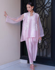 Khushboo & Pankaj Lilac Organza Embroidered Kurta Set