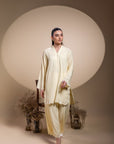 Khushboo & Pankaj Lemon Yellow Scallop Detail Kurta Set