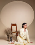 Khushboo & Pankaj Lemon Yellow Scallop Detail Kurta Set