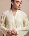 Khushboo & Pankaj Lemon Yellow Scallop Detail Kurta Set