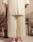 Khushboo & Pankaj Lemon Yellow Scallop Detail Kurta Set