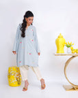 Khushboo & Pankaj Mist Blue Embroidered Kurta Set