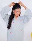 Khushboo & Pankaj Mist Blue Embroidered Kurta Set
