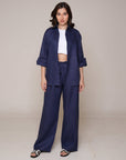 Khushboo & Pankaj Midnight Navy Linen Relaxed Co-Ord Set