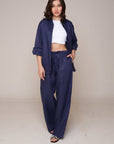 Khushboo & Pankaj Midnight Navy Linen Relaxed Co-Ord Set